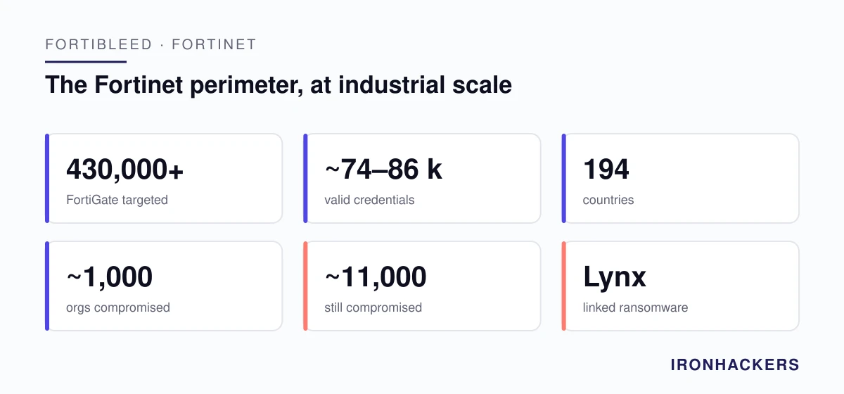 FortiBleed: the Fortinet perimeter at industrial scale