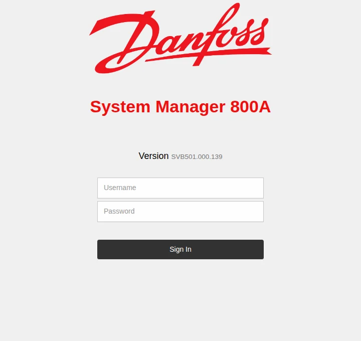 Pantalla de acceso real del System Manager 800A